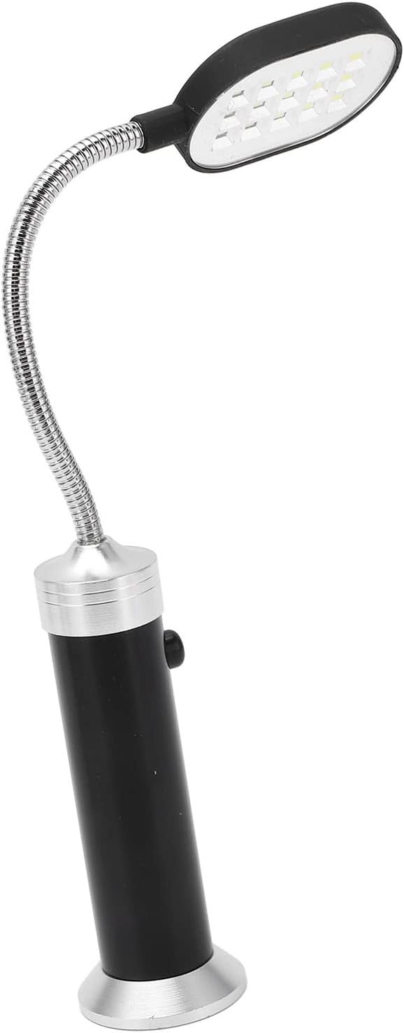 Drfeify LED Magnetic Work Light, 15 LEDs, 360° Flexible Gooseneck, 11cm Arm, Battery Operated, Black