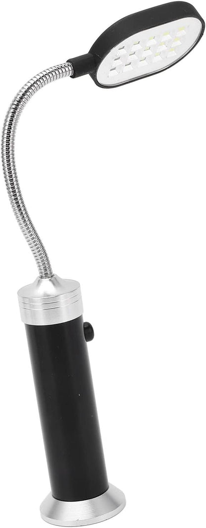 Drfeify LED Magnetic Work Light, 15 LEDs, 360° Flexible Gooseneck, 11cm Arm, Battery Operated, Black