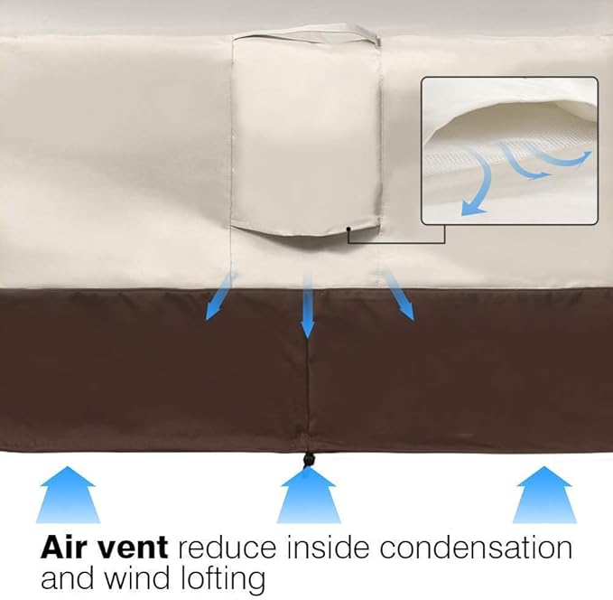 VAILGE 2-Seater Heavy Duty Patio Deep Bench Loveseat Cover,100% Waterproof Outdoor Deep Sofa Cover, Lawn Patio Furniture Covers with Air Vent, Medium (Deep), Beige & Brown