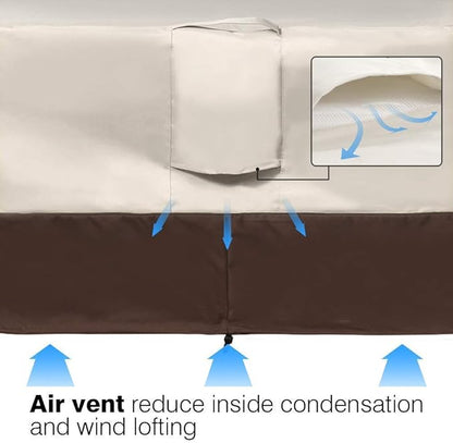VAILGE 2-Seater Heavy Duty Patio Deep Bench Loveseat Cover,100% Waterproof Outdoor Deep Sofa Cover, Lawn Patio Furniture Covers with Air Vent, Medium (Deep), Beige & Brown