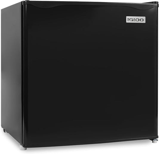 Igloo 1.6 Cu.Ft Mini Fridge with Freezer- Single Door Compact Refrigerator with Glass Shelves for Homes, Dorms & Offices- Keep Snacks, Drinks & Frozen Foods Cool with Temperature Control Fridge- Black