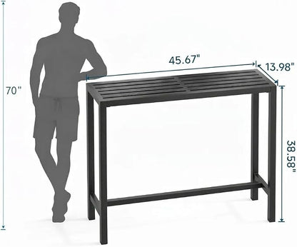 45" Outdoor Bar Height Table, Black Metal Frame with HDPE Top | Carbon steel frame, 400lbs Capacity. UV-Resistant, Easy Assembly, Adjustable Feet, for patio, hot tub, balcony, indoor