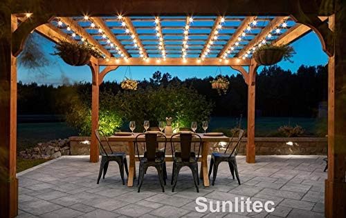 Sunlitec Solar String Lights Waterproof LED Indoor/Outdoor Hanging Umbrella Lights with 25 Bulbs - 27 Ft Patio Light for Deckyard Tents Market Cafe Gazebo Porch Party Decor (25 Light Bulb)