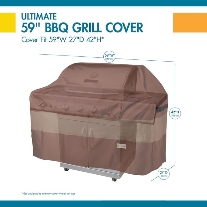 DUCKCOVERS Ultimate Waterproof BBQ Grill Cover, 59 Inch, Grill Cover, Grill Cover for Outdoor Grill, BBQ Cover