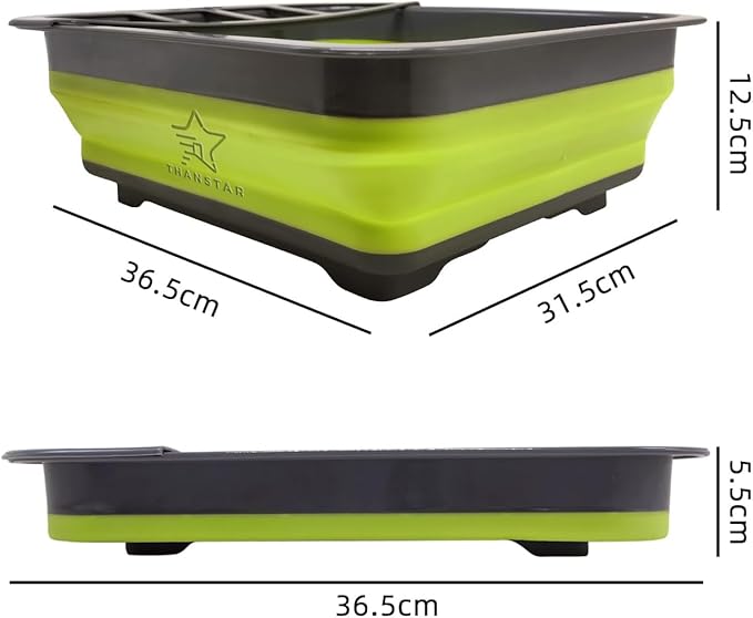 THANSTAR Collapsible Dish Drying Rack for RV Campers Portable Dinnerware Drainer Organizer for Kitchen Travel Trailer-Green