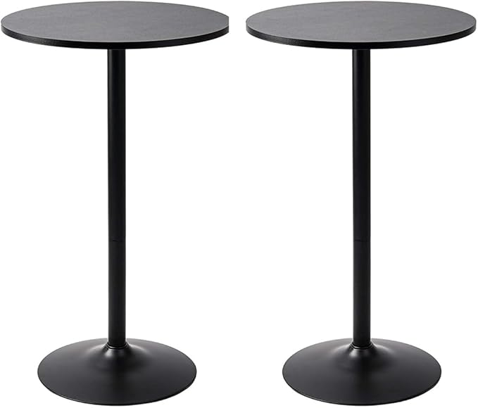 Pearington Bistro Pub Table Round Bar Height Cocktail Table for Home Bar, Round Bar Tables for Party, Dining Room, Living Room and Wedding, Metal Base MDF Top Obsidian, 40.6 Inch Height, 2pk