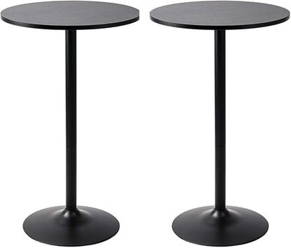 Pearington Bistro Pub Table Round Bar Height Cocktail Table for Home Bar, Round Bar Tables for Party, Dining Room, Living Room and Wedding, Metal Base MDF Top Obsidian, 40.6 Inch Height, 2pk