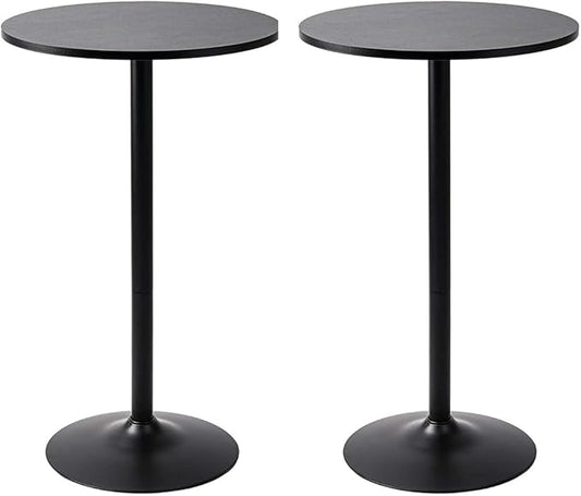 Pearington Bistro Pub Table Round Bar Height Cocktail Table for Home Bar, Round Bar Tables for Party, Dining Room, Living Room and Wedding, Metal Base MDF Top Obsidian, 40.6 Inch Height, 2pk