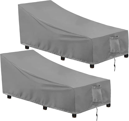 OutdoorLines Outdoor Waterproof Patio Chaise Lounge Chair Cover - UV Resistant Lounger Covers Heavy Duty Weatherproof Patio Sofa Furniture Covers, 2 Packs, 68Wx30Dx30H Inches, Gray