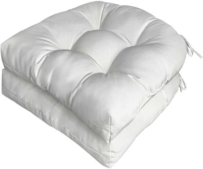 Gnostik 2 Pack Outdoor Patio Chair Cushions Waterproof Rocking Chair Cushion U Shaped Patio Replacement Cushions with Ties for Porch, Garden,18.6" x 18.6", White