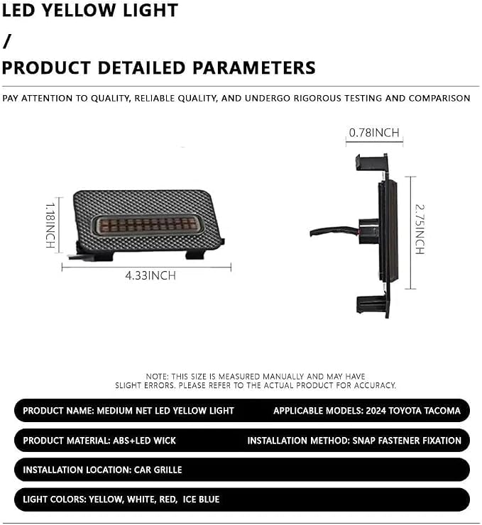 4PCS Amber LED Front Grille Llight Clip On for 2024 2025 Toyota Tacoma SR/SR5 OEM Off-Road Front Grille Light with Wiring Harness and Fuse