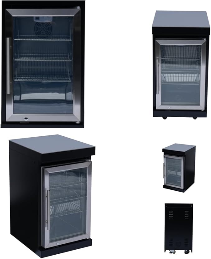 98-Inch 4-Burner Propane Gas Outdoor Kitchen Grill Island - 72000 BTU Stainless Steel BBQ, Refrigerator, Rotisserie, Stainless Countertops, Patio, Lawn, Backyard, Black