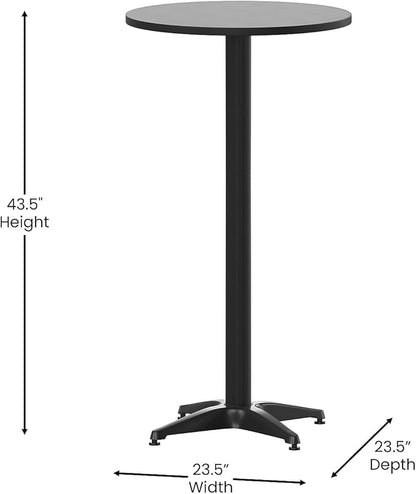 Flash Furniture 23.25 in Indoor/Outdoor Round Table with Flip-Up Top, Black | Indoor/Outdoor Use, Bar Height