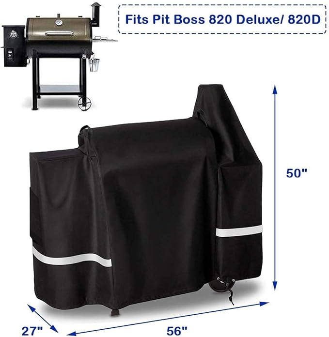 Uniflasy Grill Cover for Pit Boss 820 Deluxe, 820 Pro, 850 Pro Series Wood Smoker Pellet Grills Accessories, Cover for Pit Boss 820D, 820FB, 820PB, 820SP, 820SC, Heavy Duty Fabric Barbecue Grill Cover