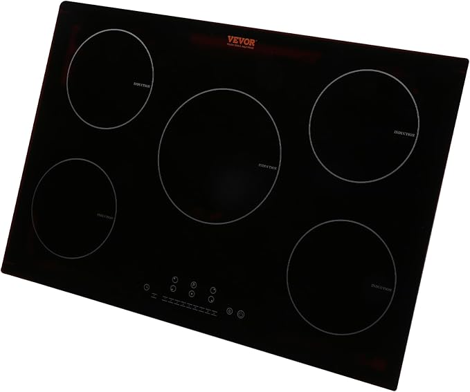 VEVOR Built-in Induction Electric Stove Top 30 Inch,5 Burners Electric Cooktop,9 Power Levels & Sensor Touch Control,Easy to Clean Ceramic Glass Surface,Child Safety Lock,240V