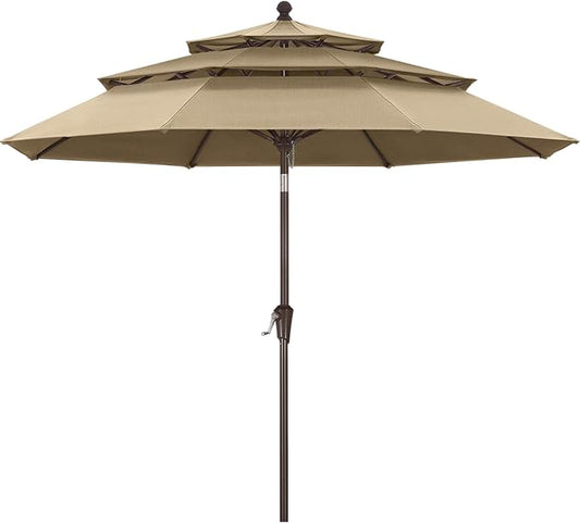 ABCCANOPY 5-Year 10-Year No Fading 9FT 3 Tiers Patio Umbrella, Outdoor Table Umbrella with 8 Sturdy Ribs for Deck, Backyard, Garden, Yard