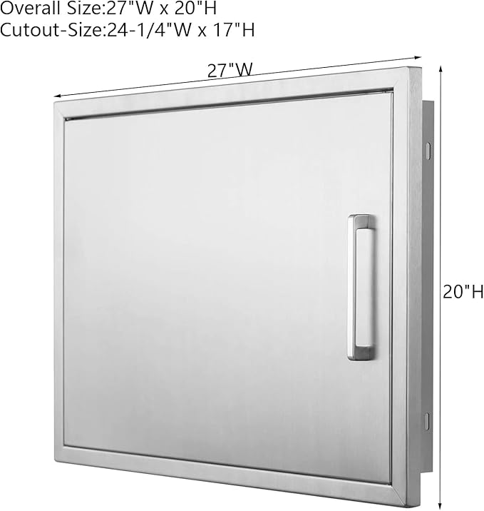 BBQ Access Door Stainless Steel,Overall-Size:20" by 27" Horizontal Single Door Reversible Open Left or Right,Flush Mount for Outdoor Kitchen
