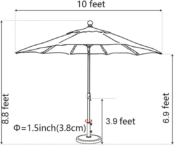 EliteShade USA 10-Year-Non-Fading 10Ft Market Patio Umbrella, UPF 50+ UV Protection Performance Sun Umbrella, Heavy Duty Commercial Grade Outdoor Table Umbrella with Crank & Tilt, Windproof Vented Top for Garden, Pool, Deck and Outdoor Playsets, Ginkgo