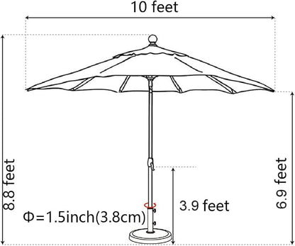 EliteShade USA 10-Year-Non-Fading 10Ft Market Patio Umbrella, UPF 50+ UV Protection Performance Sun Umbrella, Heavy Duty Commercial Grade Outdoor Table Umbrella with Crank & Tilt, Windproof Vented Top for Garden, Pool, Deck and Outdoor Playsets, Ginkgo