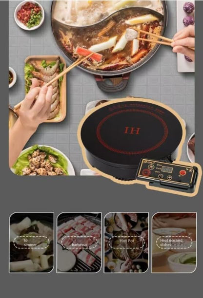 Embedded Stainless Steel Korean Charcoal BBQ Grill Foldable Outdoor Table, Outdoor Barbecue and hot Pot Easy Clean Multifunctional Design Patio Family Party & Restaurant,Circle 4.9ft