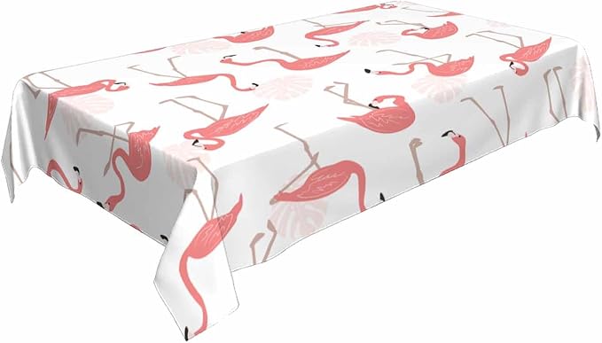 TKS MITLAN Flamingo Bird Tablecloth Decor Pink Leaves Summer Exotic Tropical Table Cloth Dining Room Kitchen Table Cover 52 x 70 Inch Oblong/Rectangle