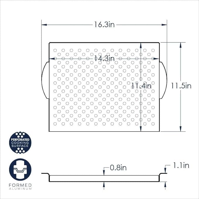 Nordic Ware Naturals Perforated Grill Topper, Aluminum, 14.3 x 11.4 Cooking Surface