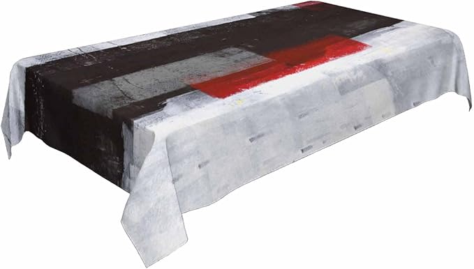 Tablecloth Black White Red Graffiti Table Cloth Rectangle Table 60 x 84 Inch Modern Classic Art Painting Rectangle Unique Creative Kitchen Decorations for Home Dinner Party