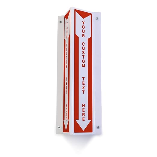 SmartSign Custom Two-Sided V-Shaped Projecting Sign with Down Arrow Design, 18 x 4 inch, Add Your Own Text, 120 mil Polished Acrylic, Made in USA