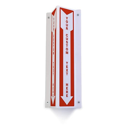 SmartSign Custom Two-Sided V-Shaped Projecting Sign with Down Arrow Design, 18 x 4 inch, Add Your Own Text, 120 mil Polished Acrylic, Made in USA