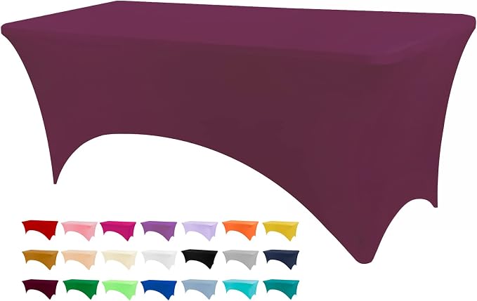 BDDC 6ft Stretch Spandex Fitted Table Cloth for 6 Foot Tables | GRS-Certified Eco-Friendly Fabric, Elastic Fit Rectangle Tablecloth, Washable, Wrinkle-Free, For Events & Parties