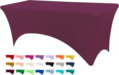 BDDC 6ft Stretch Spandex Fitted Table Cloth for 6 Foot Tables | GRS-Certified Eco-Friendly Fabric, Elastic Fit Rectangle Tablecloth, Washable, Wrinkle-Free, For Events & Parties