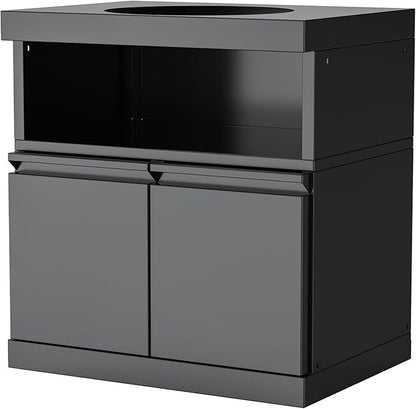 Black Stainless Steel Outdoor Egg Smoker Cabinet Without Kamado, Ceramic Grill Base, Patio BBQ Island Storage Module, Egg Not Included, No Countertop