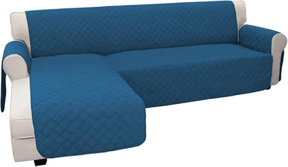 Easy-Going Reversible L-Shape Sectional Couch Cover, X-Large, Peacock Blue | Soft Sofa Slipcover For Dogs, Fits Left/Right Chaise Lounge Protector, Water Resistant Mat For Living Room