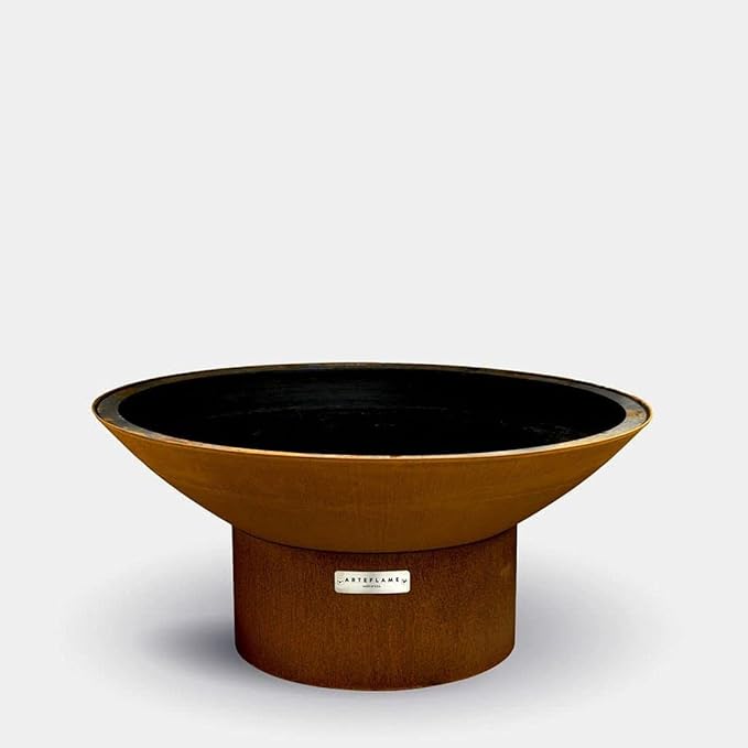 Arteflame 40" Flat-Top Griddle + Fire Pit Grill — Corten Steel — 1/2" Carbon-Steel Cooktop — Wood or Charcoal — Made in USA (Low Round Base)