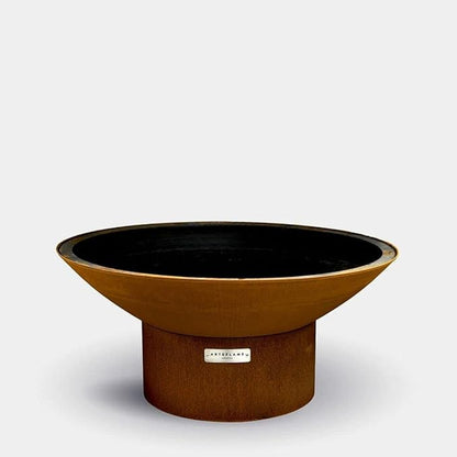 Arteflame 40" Flat-Top Griddle + Fire Pit Grill — Corten Steel — 1/2" Carbon-Steel Cooktop — Wood or Charcoal — Made in USA (Low Round Base)