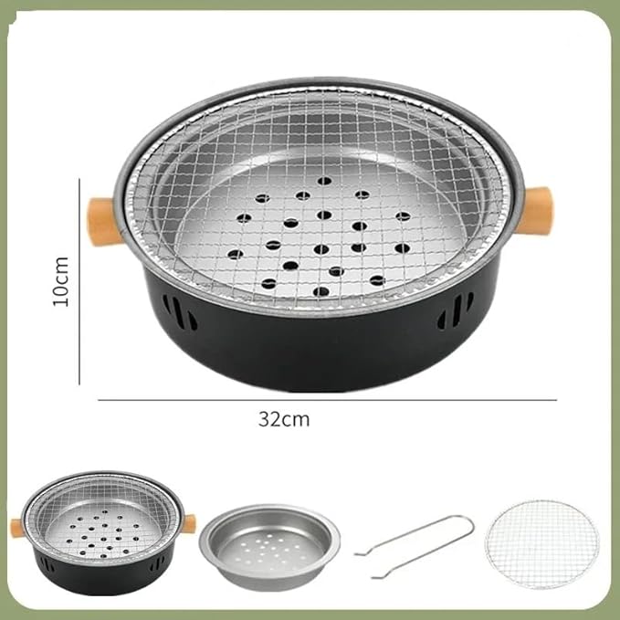 Portable Charcoal BBQ Grill, Mini Barbecue Stove For Outdoor Camping, Beach, Picnic, And Backyard Use(Black)