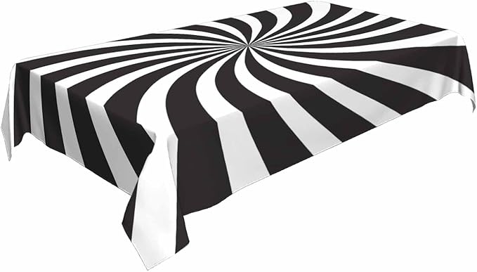 TKS MITLAN Tablecloth Black White Table Cloth Rectangle Table 60 x 84 Inch Funny Swirl Stripes Modern Kitchen Decorations for Home Dinner Party