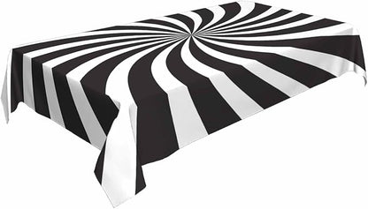 TKS MITLAN Tablecloth Black White Table Cloth Rectangle Table 60 x 84 Inch Funny Swirl Stripes Modern Kitchen Decorations for Home Dinner Party