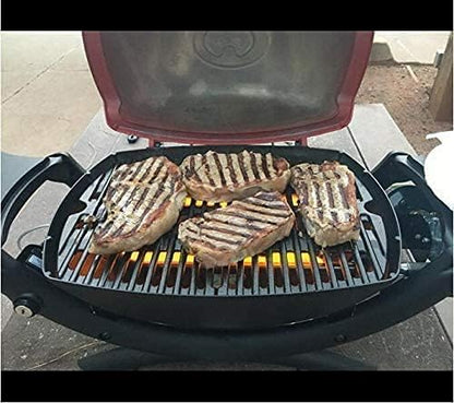 SafBbcue 7583 Cast Iron Cooking Grates 41862 Grill Burner for Weber Q200 Q220 Q2000 Q2200 396000 396001 566002 53060001 Grills, 21.5" Grill Grids Grates 20.5" Burner Tube Kit for Weber 7645 60041