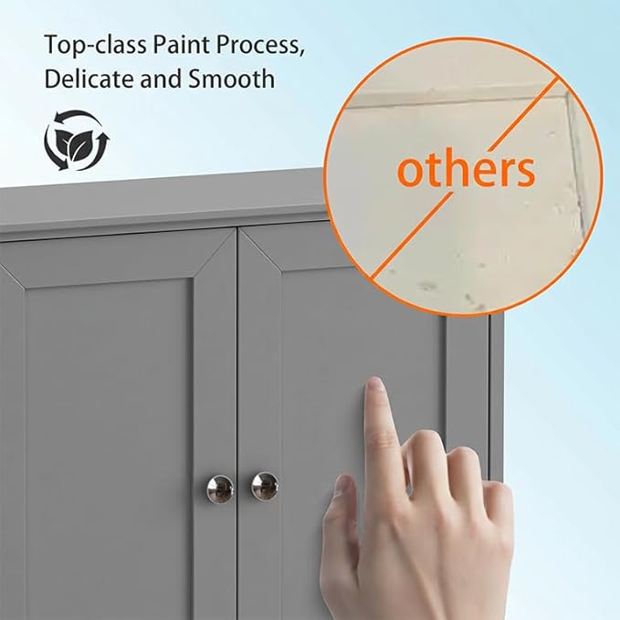 Medicine Cabinet, Over The Toilet Storage Cabinet, 24x30 Inch Wall Mount Bathroom Storage Cabinet with 2 Doors & Adjustable Shelf, Wooden Bathroom Wall Cabinet, Grey