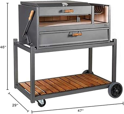 Nuke Delta02 Authentic Argentinian-Style Outdoor Cooking Charcoal Gaucho Santa Maria Grill, 40 Inch, Black