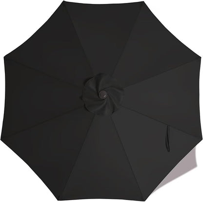 ABCCANOPY 9ft Outdoor Umbrella Replacement Top Suit 8 Ribs (Black)