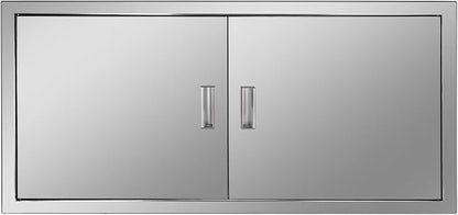 Outdoor Kitchen Door 42" W x 21" H Stainless Steel BBQ Double Access Door Flush Mount Vertical Wall Doors with Handle Suitable for Grilling Station Outside Cabinet Outdoor Kitchen