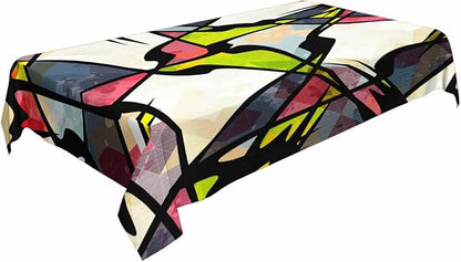 TKS MITLAN Art Graffiti Tablecloth 52 x 70 Inch Rectangular Abstract Colorful Irregular Geometric Creative Design Oblong Table Cloth Kitchen Table Decorations for Home Dinner Party