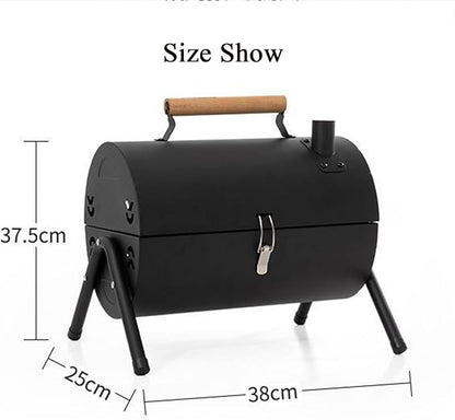 JATIBOSH Portable Charcoal Grill, Tabletop Outdoor Barbecue Smoker, Small BBQ Grill for Outdoor Cooking Backyard Camping Picnics Beach Black Suitable for 2-4 People