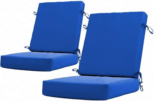 California Umbrella Outdoor Dining Chair, Set of 2 Patio Seat Cushions, 20 x 40 Inch, Premium Outdoor Memory Foam, Fade Resistant, Sunbrella Fabric, Fabric Ties, Pacific Blue