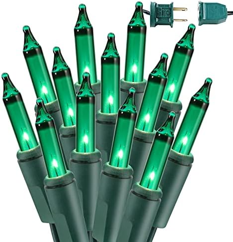 BrizLabs Christmas Lights, 69.6ft 300 Count Green String Lights, Connectable Incandescent Mini Light, 120V UL Certified Light String for Xmas Tree Indoor Outdoor St. Patrick's Day Party Decor | Connectable; Green Wire; UL Certified; Waterproof Mini Xma...