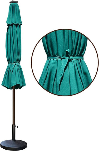 EliteShade USA 10-Year-Non-Fading 9ft Market Patio Umbrella, Commercial Grade Table Sun Umbrella with 80 Solar LED Lights, Crank Open, Windproof & UPF 50+ UV Protection for Garden, Deck, Pool, Backyard, Teal