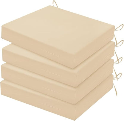HARBOREST Outdoor Chair Cushions Set of 4, Water Resistant Patio Chair Cushions with Ties, Square Corner Outdoor Seat Cushions for Patio Furniture, 18.5"x16"x3", Beige