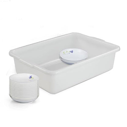 Teyyvn Plastic Bus/Utility Box, Commercial Wash Basin Tote Box, 4-Pack